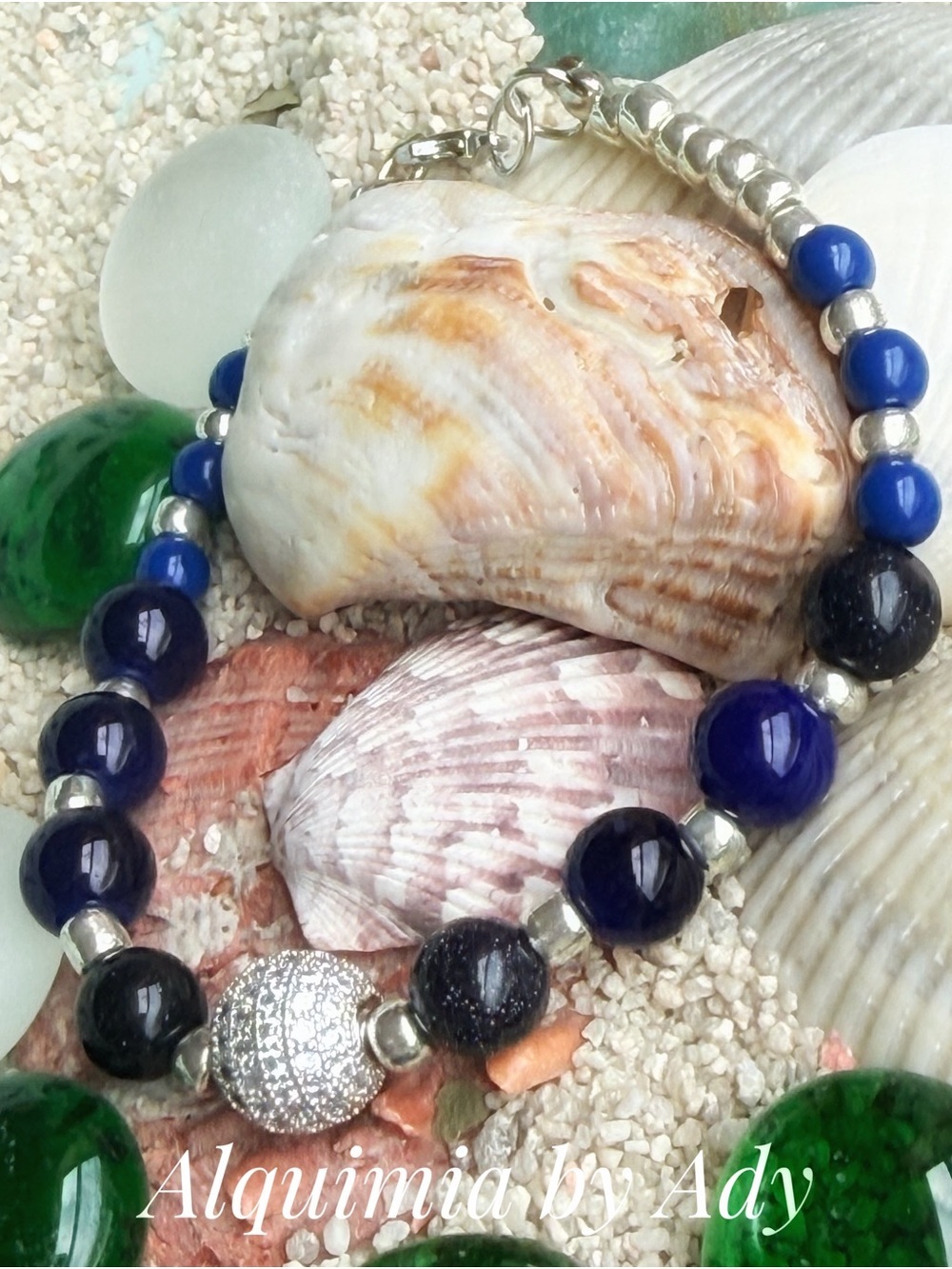 SANDSTONE Blue and Silver Beaded Bracelet